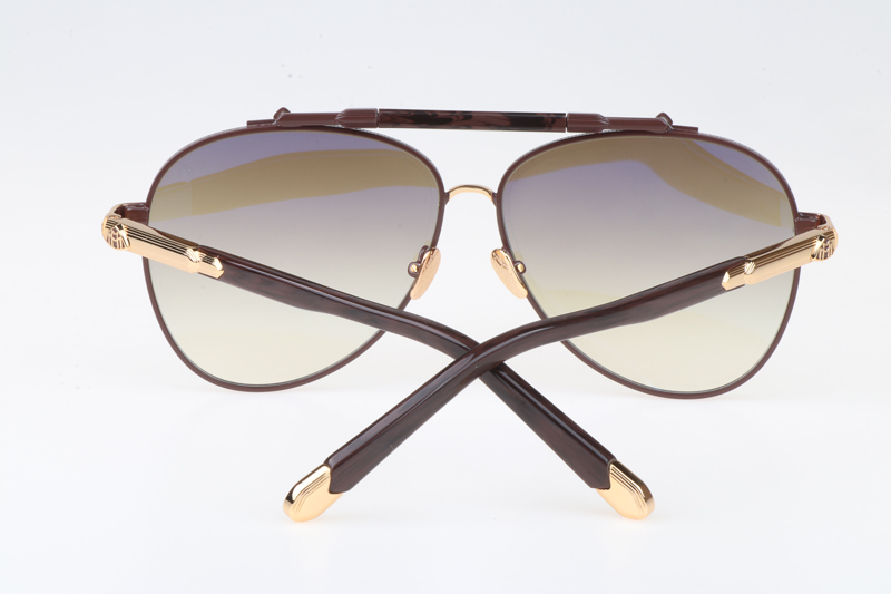 MBH THE HAWK I Sunglasses In Gold Coffee Gradient Brown