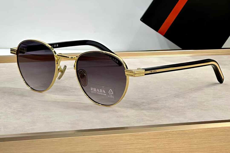 PRB52S Sunglasses Gold Black Gradient Gray