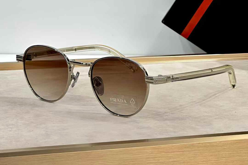 PRB52S Sunglasses Silver Transparent Gradient Brown