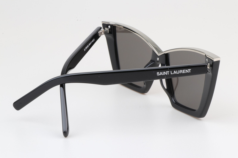 SL570 Sunglasses Black Silver Mirror