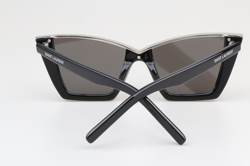 SL570 Sunglasses Black Silver Mirror