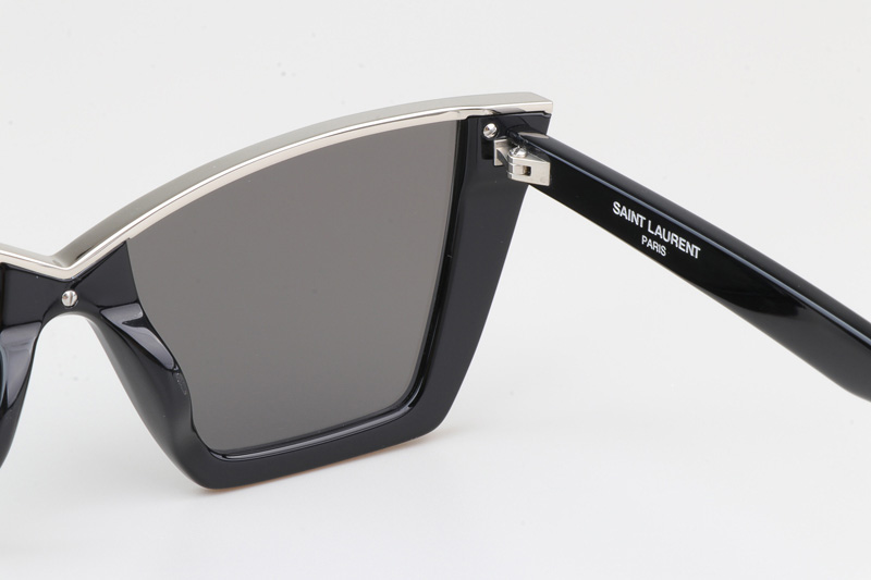 SL570 Sunglasses Black Silver Mirror