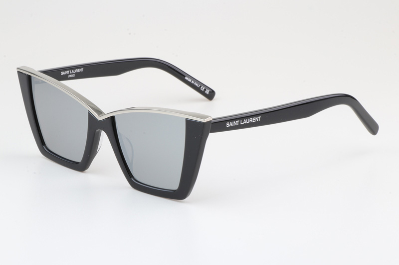 SL570 Sunglasses Black Silver Mirror