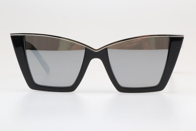 SL570 Sunglasses Black Silver Mirror