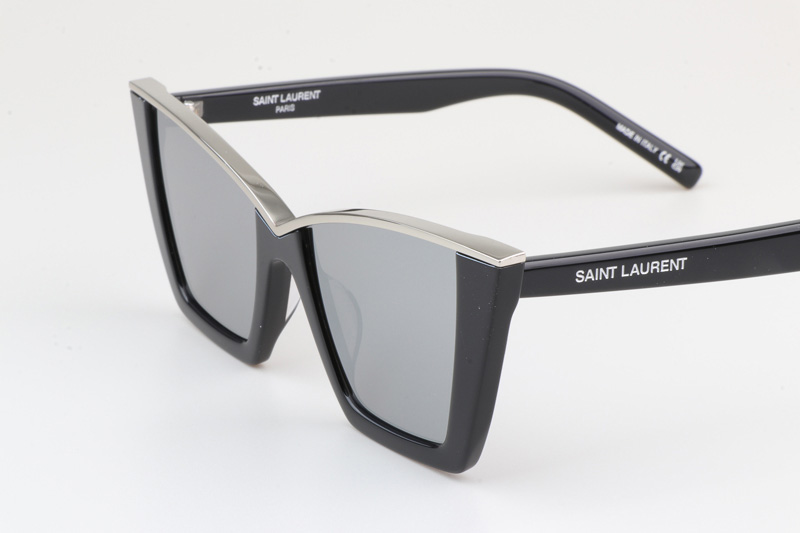 SL570 Sunglasses Black Silver Mirror