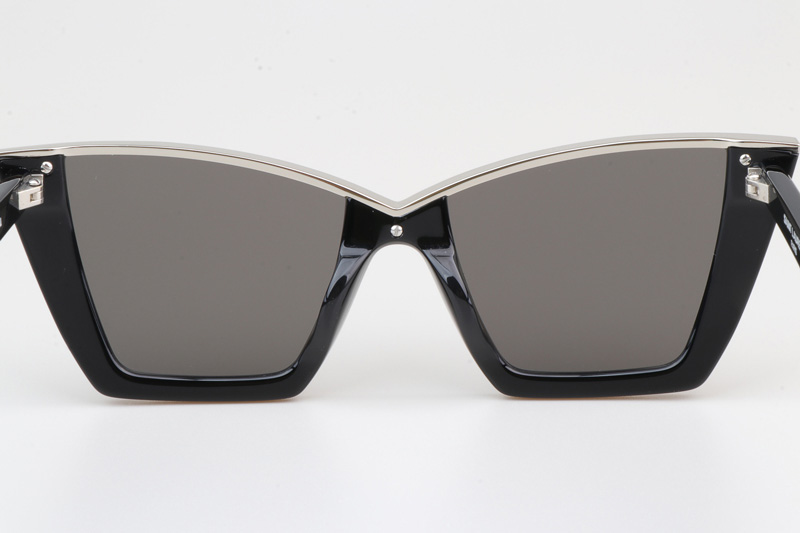 SL570 Sunglasses Black Silver Mirror