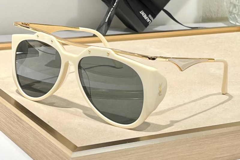 SLM137F Sunglasses White Gold Gray