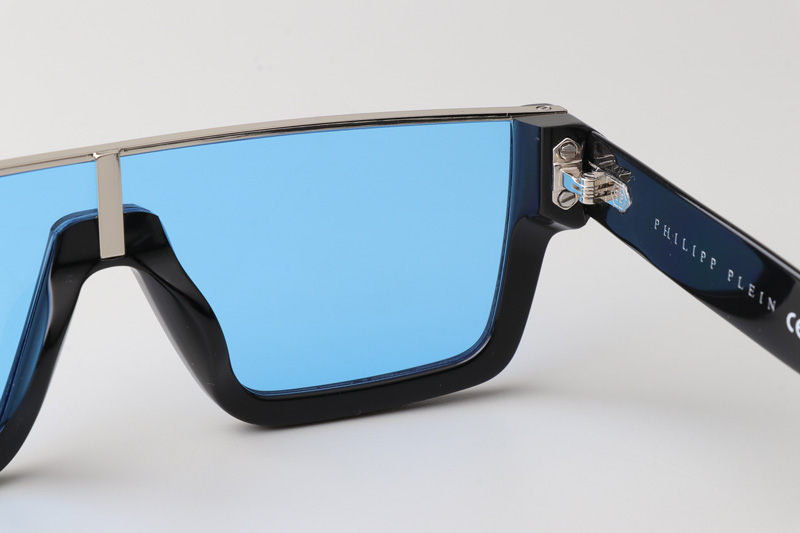 SPP006 Sunglasses Black Silver Blue