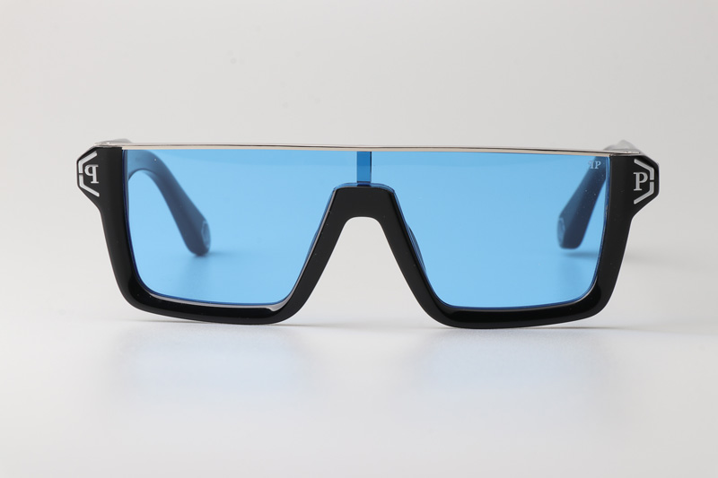 SPP006 Sunglasses Black Silver Blue