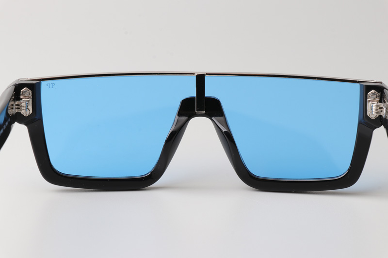 SPP006 Sunglasses Black Silver Blue