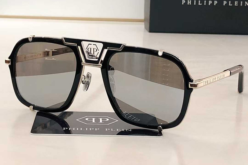 SPP010 Sunglasses Black Silver Mirror