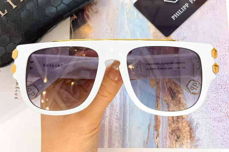 SPP011 Sunglasses White Gradient Gray