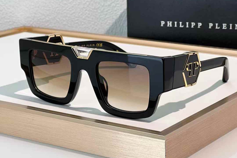 SPP092 Sunglasses Black Gold Gradient Brown