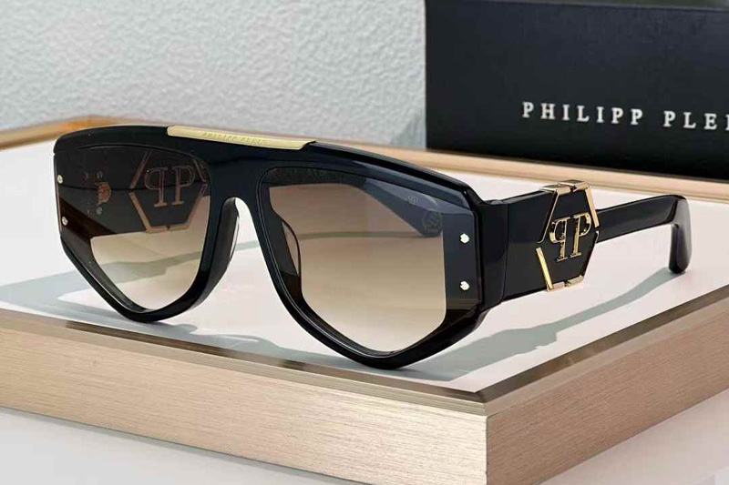 SPP093 Sunglasses Black Gold Gradient Brown