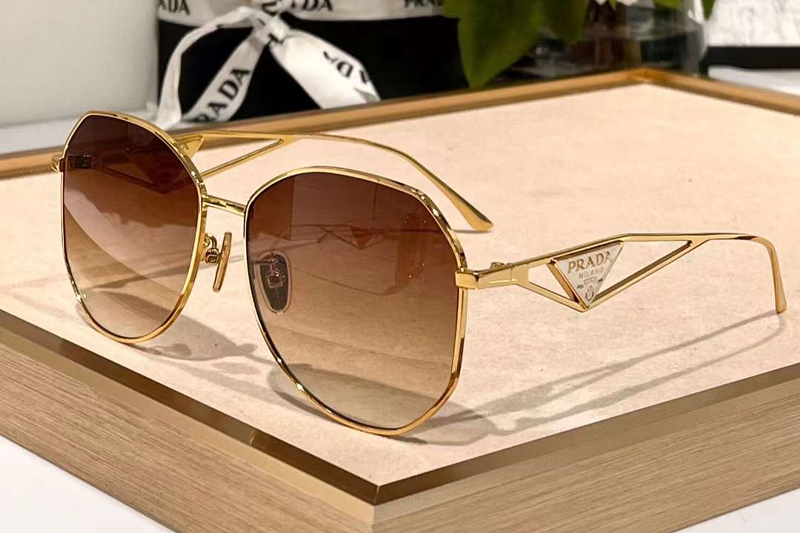 SPR57Y Sunglasses Gold Gradient Brown