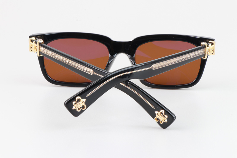 See You In Tea Sunglasses Black Gold Brown