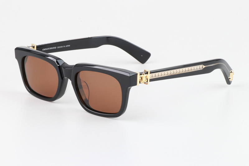 See You In Tea Sunglasses Black Gold Brown