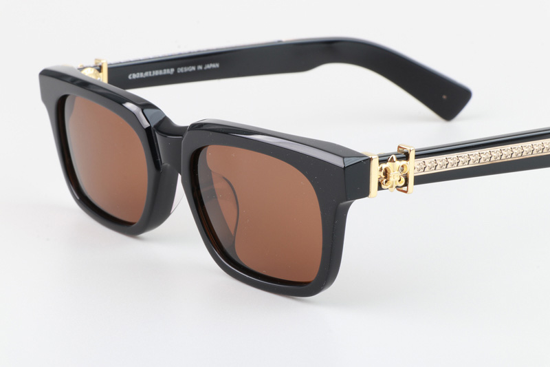 See You In Tea Sunglasses Black Gold Brown