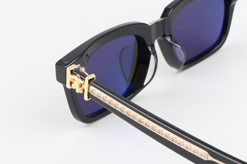 See You In Tea Sunglasses Black Gold Gray