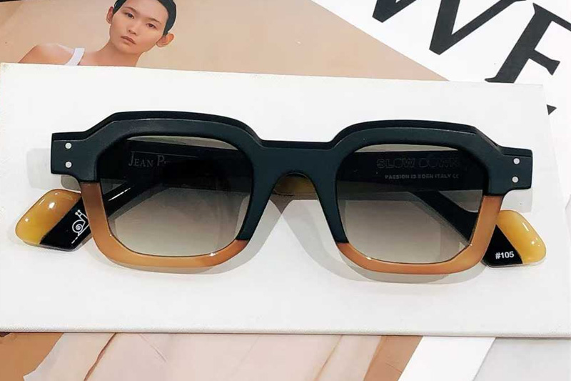 Slow Down Sunglasses Black Yellow Gradient Brown