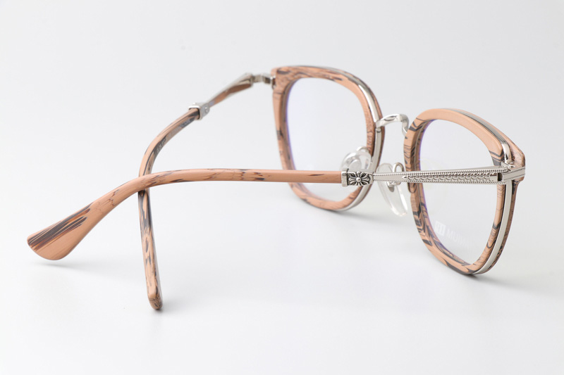 Strapadictome Eyeglasses Wood Brown Silver