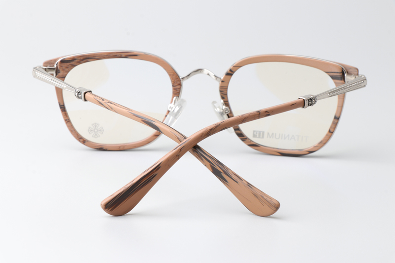 Strapadictome Eyeglasses Wood Brown Silver