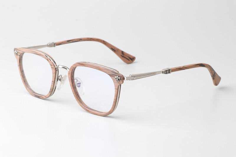 Strapadictome Eyeglasses Wood Brown Silver