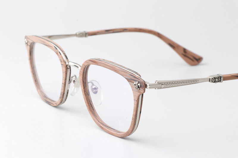 Strapadictome Eyeglasses Wood Brown Silver