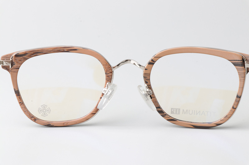 Strapadictome Eyeglasses Wood Brown Silver