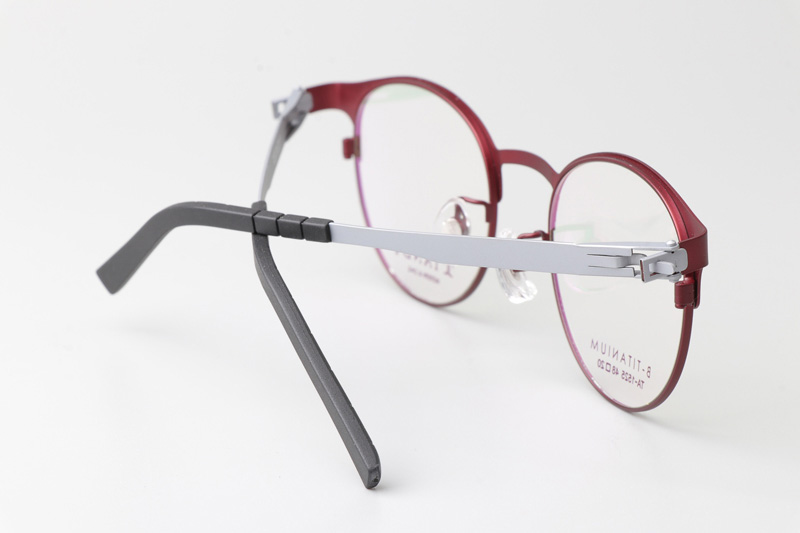 TA1525 Eyeglasses C5 Red Silver