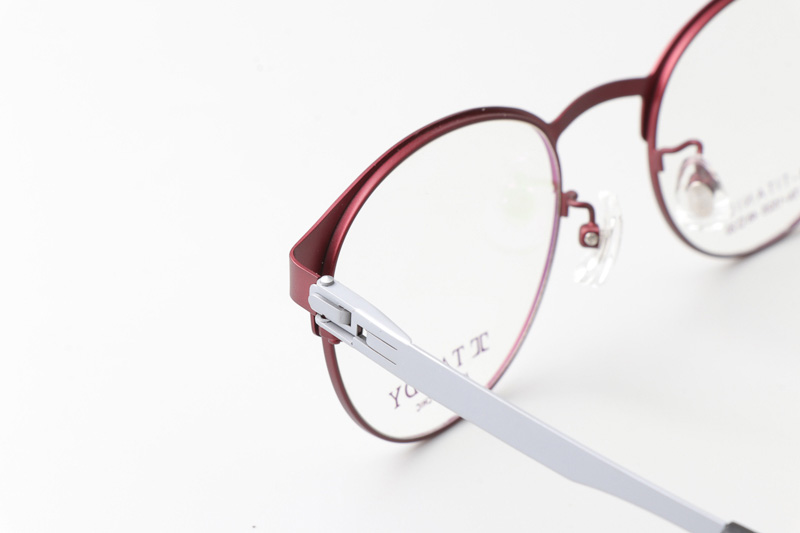 TA1525 Eyeglasses C5 Red Silver