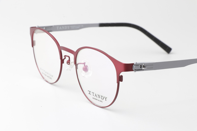 TA1525 Eyeglasses C5 Red Silver