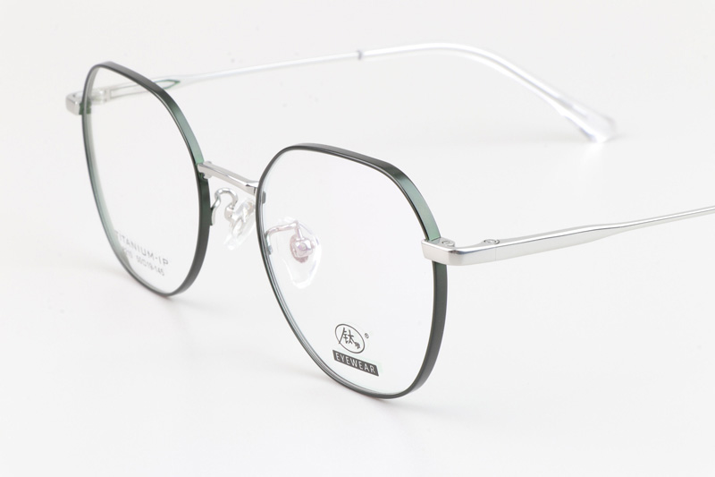 TC8210 Eyeglasses Green Silver