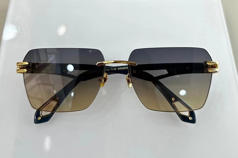 THE WEBEN II Sunglasses In Gold Blue Gradient Grey