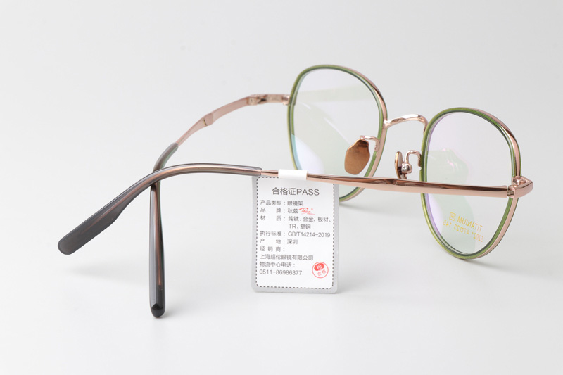 TT52021 Eyeglasses Green Rose Gold