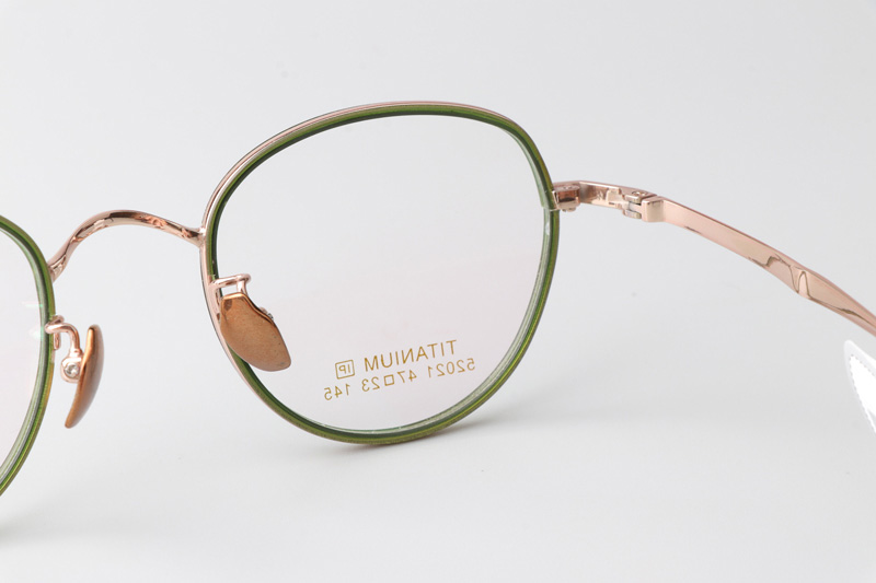 TT52021 Eyeglasses Green Rose Gold