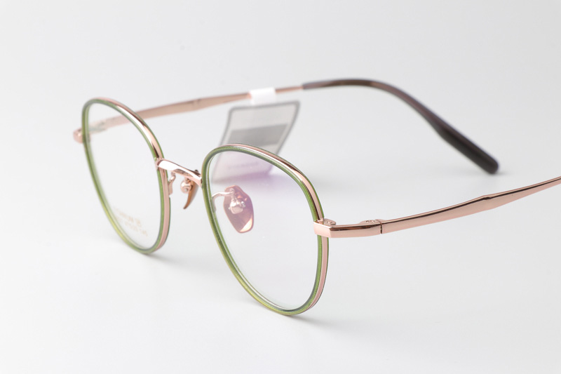 TT52021 Eyeglasses Green Rose Gold