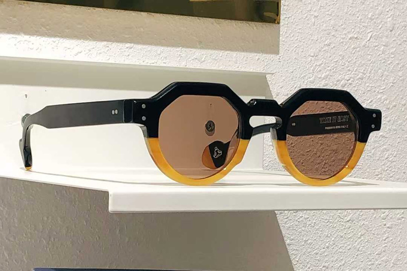 Take It Easy Sunglasses Black Yellow Brown