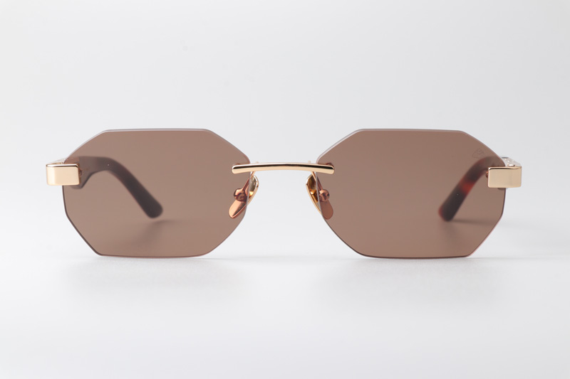 The Aman Sunglasses Gold Red Brown
