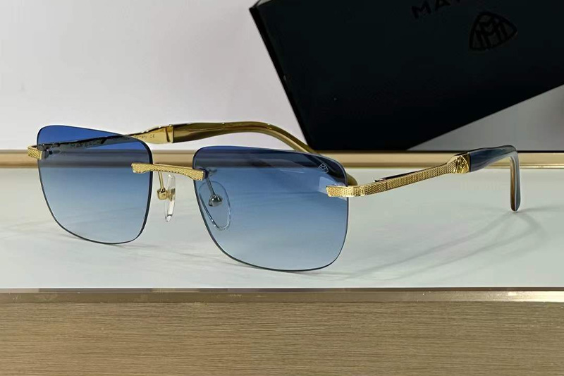 The Conquest Sunglasses Gold Gradient Blue