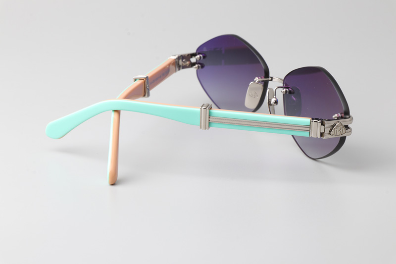 The Ducer I Sunglasses Silver Blue Gradient Gray