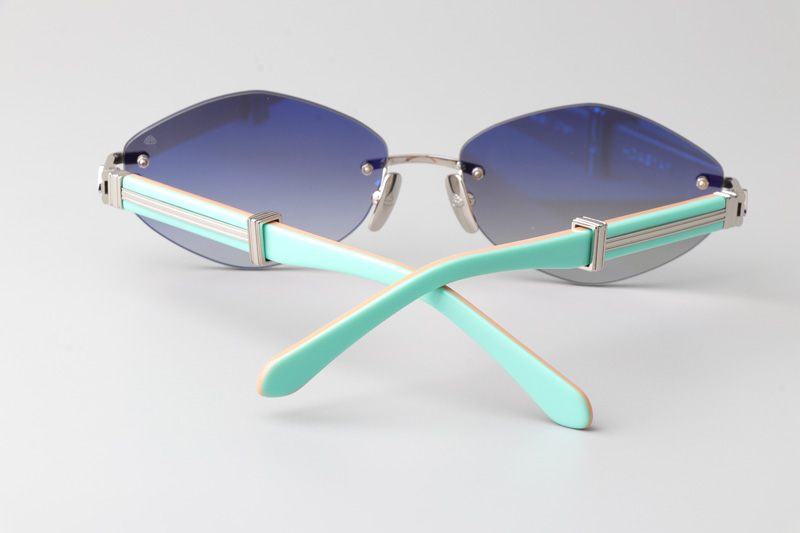 The Ducer I Sunglasses Silver Blue Gradient Gray