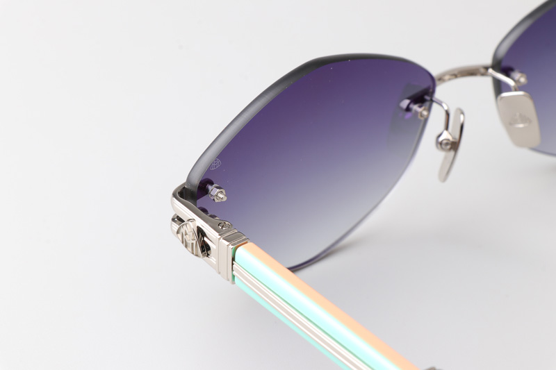 The Ducer I Sunglasses Silver Blue Gradient Gray