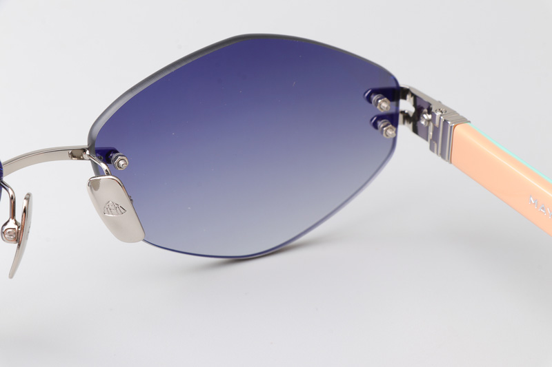 The Ducer I Sunglasses Silver Blue Gradient Gray