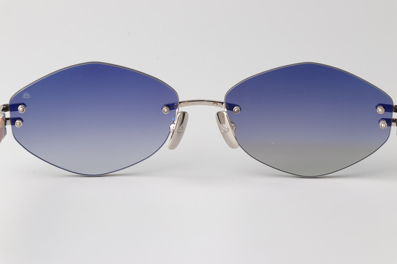 The Ducer I Sunglasses Silver Blue Gradient Gray