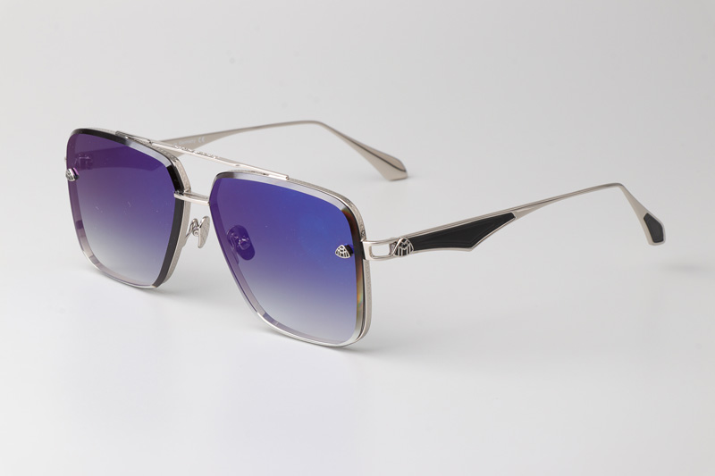 The Haly Sunglasses Silver Gradient Blue