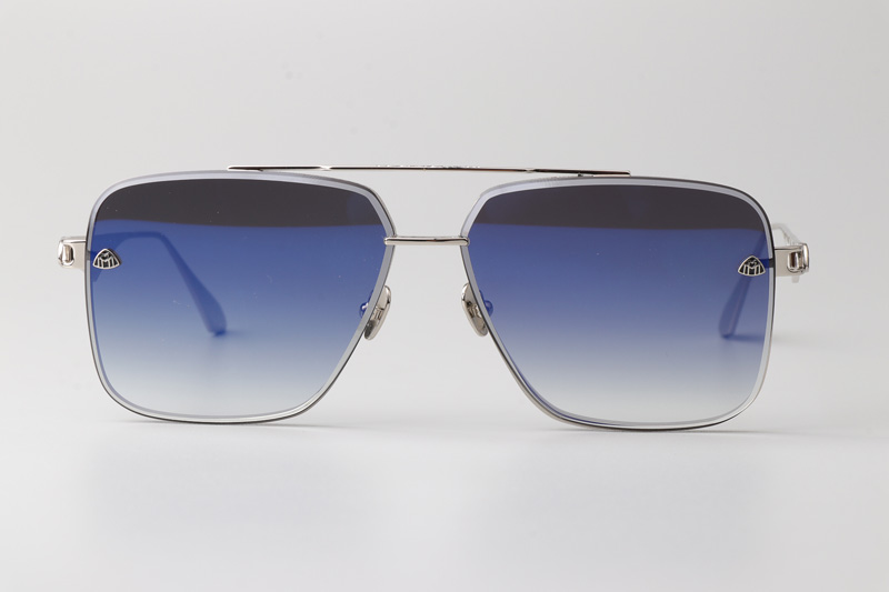 The Haly Sunglasses Silver Gradient Blue