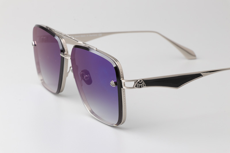 The Haly Sunglasses Silver Gradient Blue
