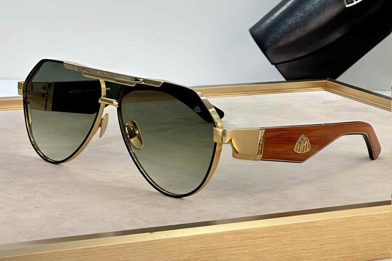 The King III Sunglasses Gold Red Gradient Green