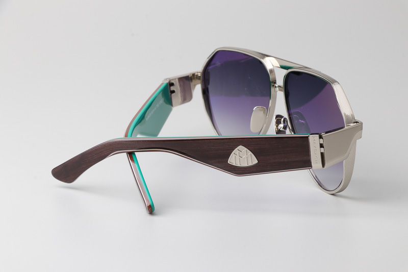 The King III Sunglasses Silver Black Gradient Gray